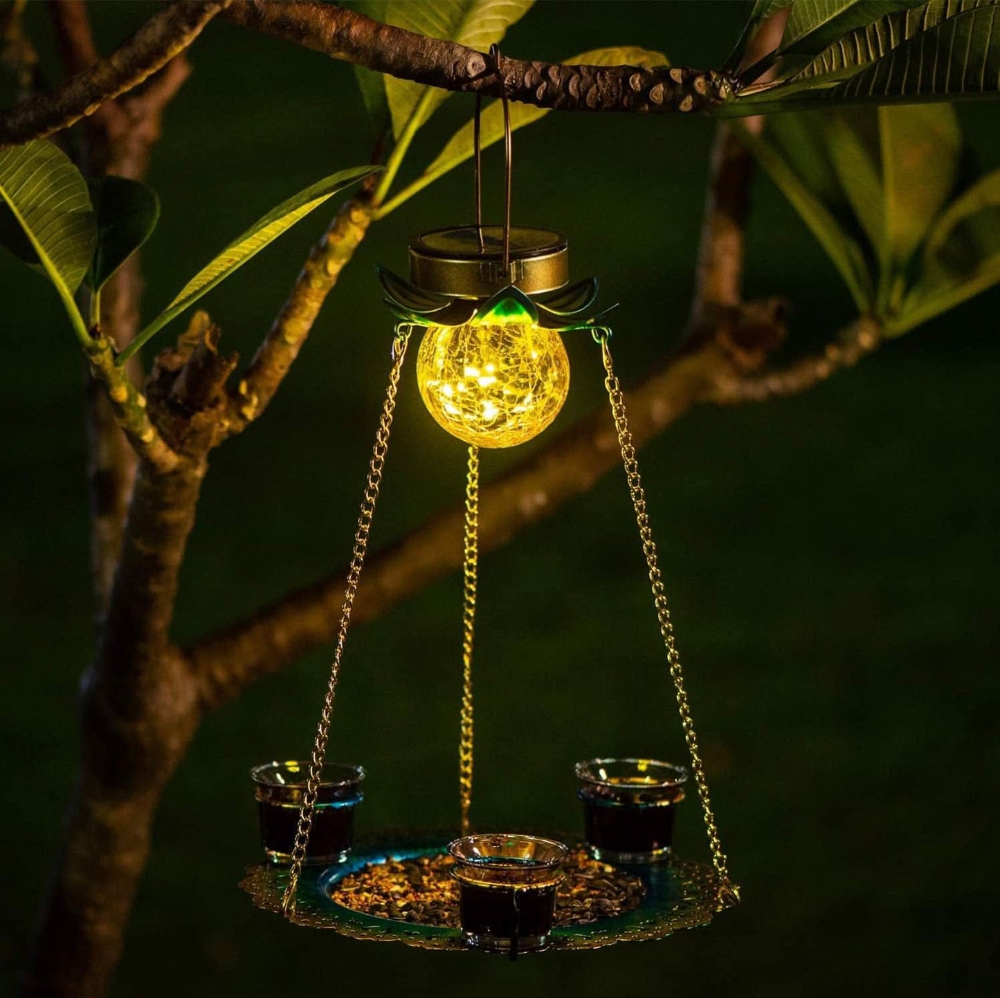 Solar Tray Bird Feeder Crafts Outdoor Garden