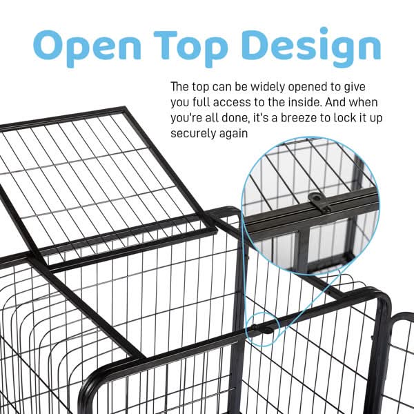 62x44x66cm Assembled Square Tube Wire Black Cat And Dog Cage - Pawtastic Pet Supplies