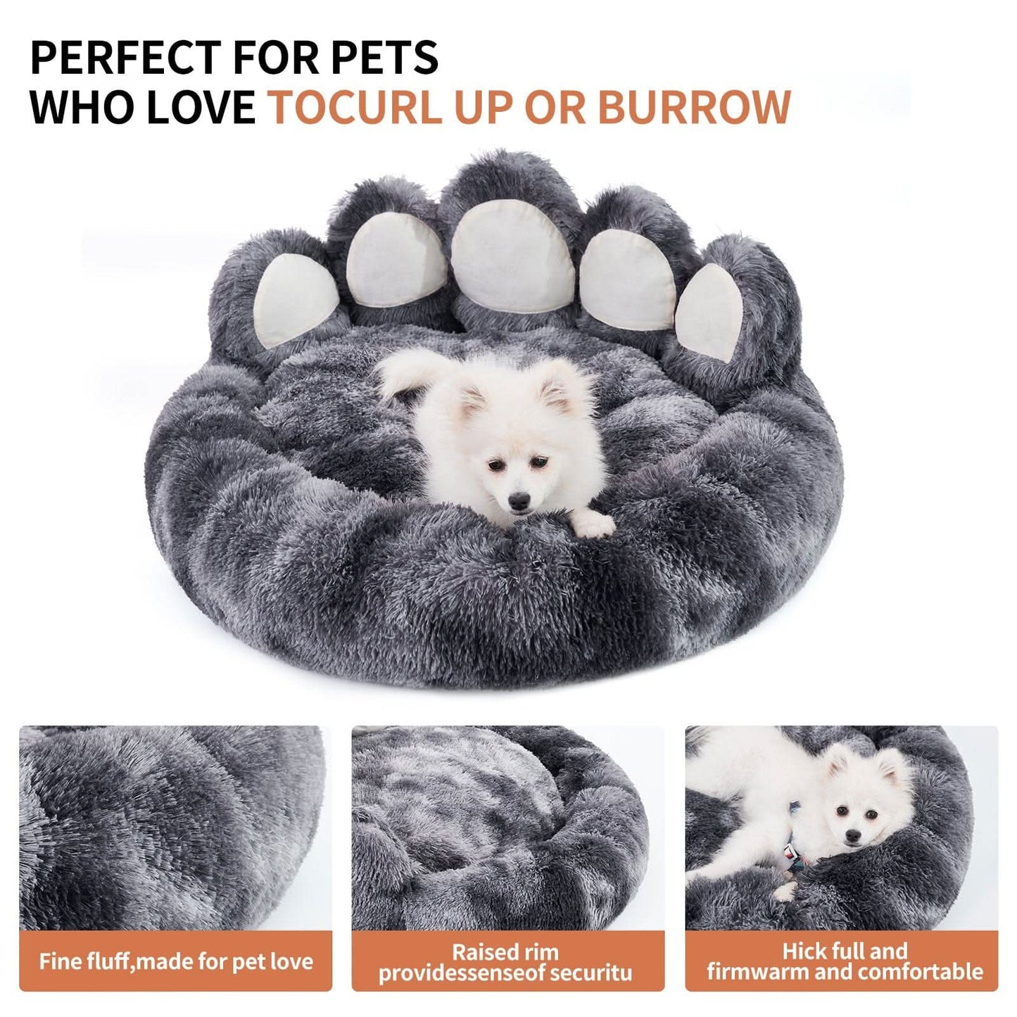 Digger's Accessory Adorable Bear Paw-Shaped Plush Pet Bed, Cozy Sofa for Small & Medium Dogs and Indoor Cats"