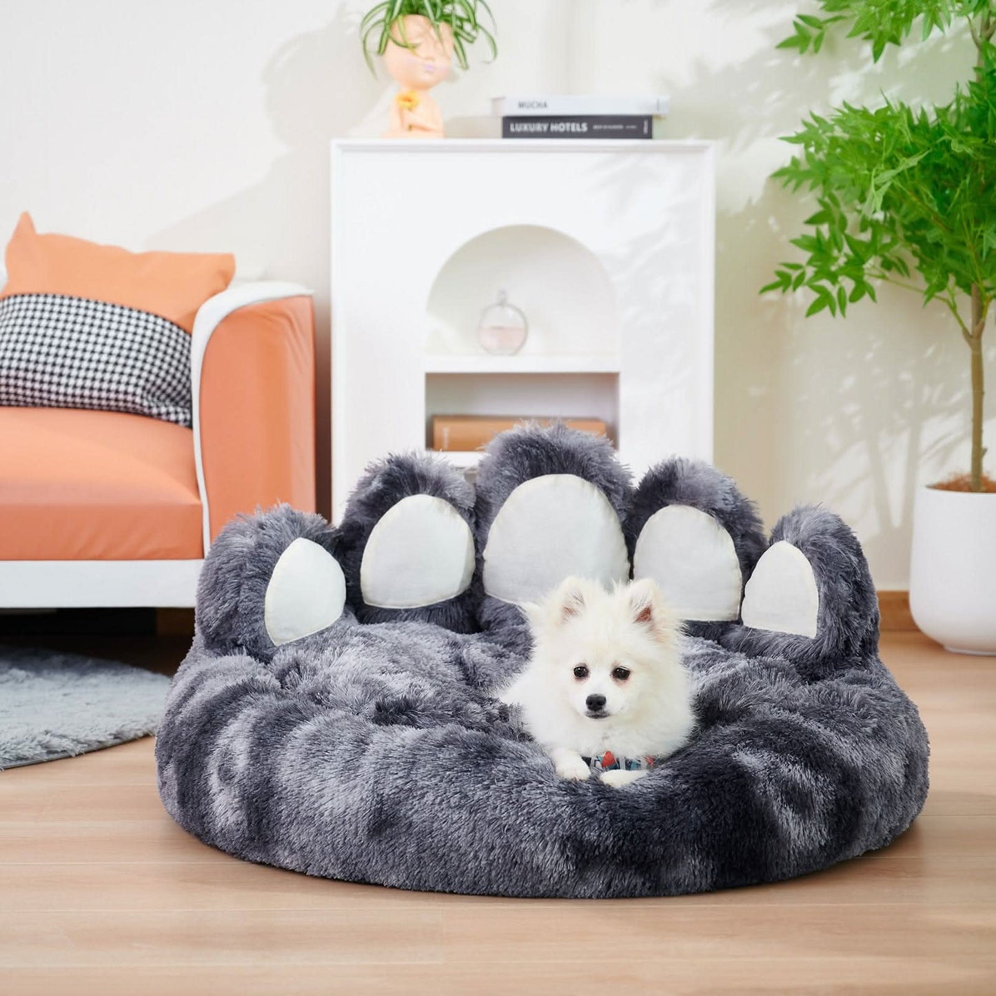 Digger's Accessory Adorable Bear Paw-Shaped Plush Pet Bed, Cozy Sofa for Small & Medium Dogs and Indoor Cats"