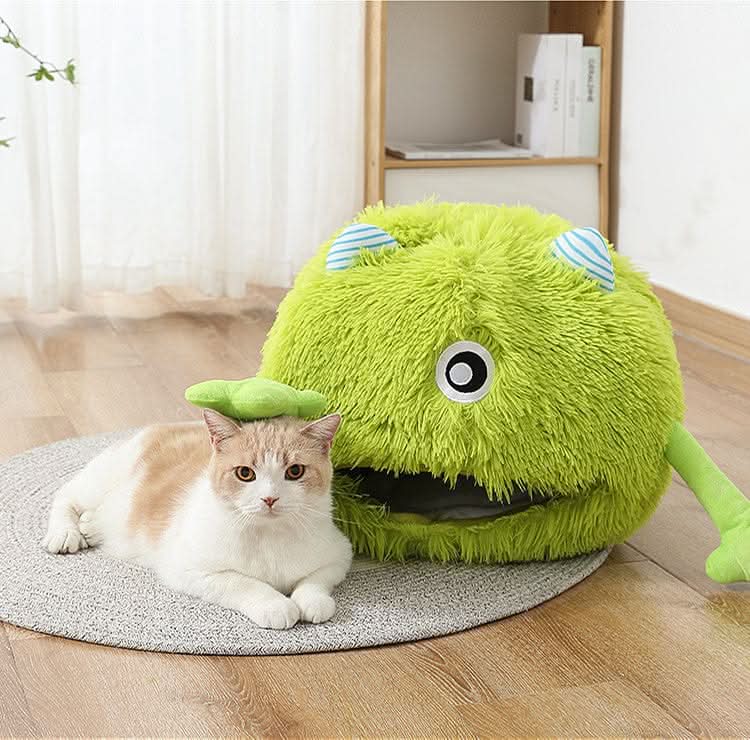 Fluffy Round Calming Cat Bed, Machine Washable, Non - Slip Plush Donut Cuddler