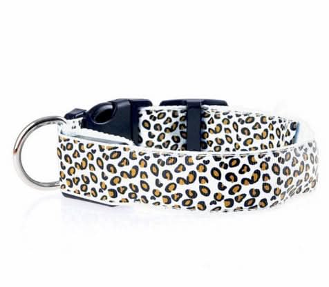 LED Dog Collar Safety Adjustable Nylon Leopard Pet Collar - Pawtastic Pet Supplies