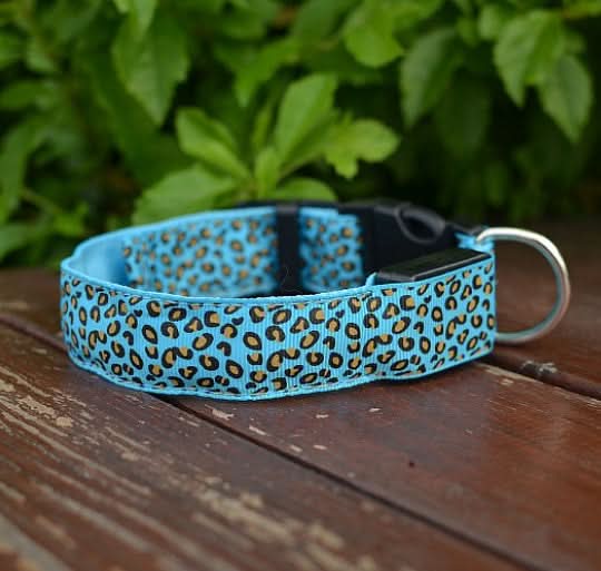 LED Dog Collar Safety Adjustable Nylon Leopard Pet Collar - Pawtastic Pet Supplies