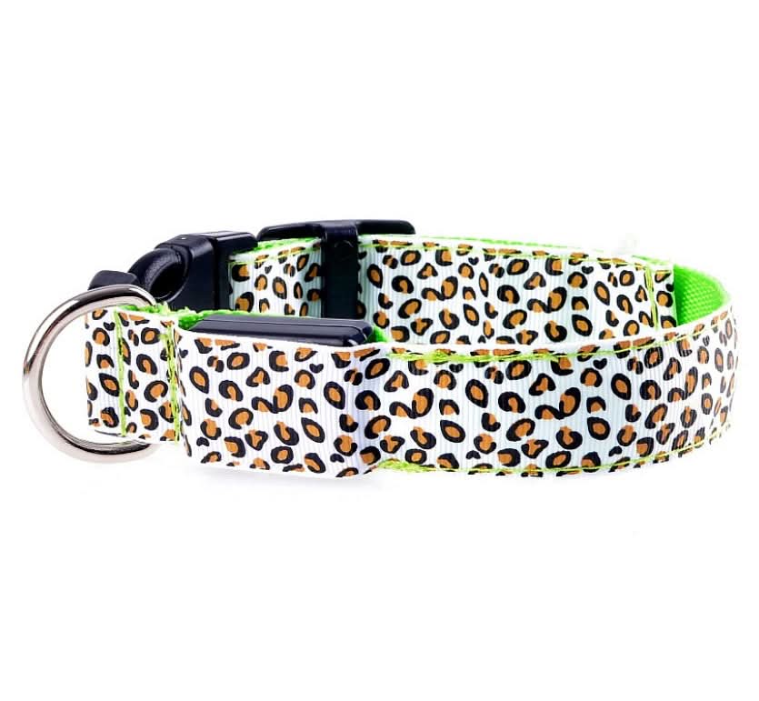 LED Dog Collar Safety Adjustable Nylon Leopard Pet Collar - Pawtastic Pet Supplies