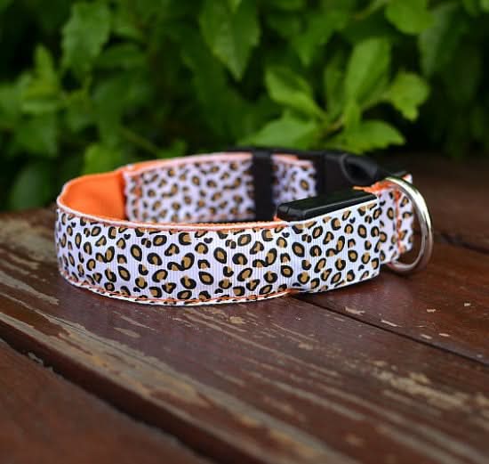 LED Dog Collar Safety Adjustable Nylon Leopard Pet Collar - Pawtastic Pet Supplies