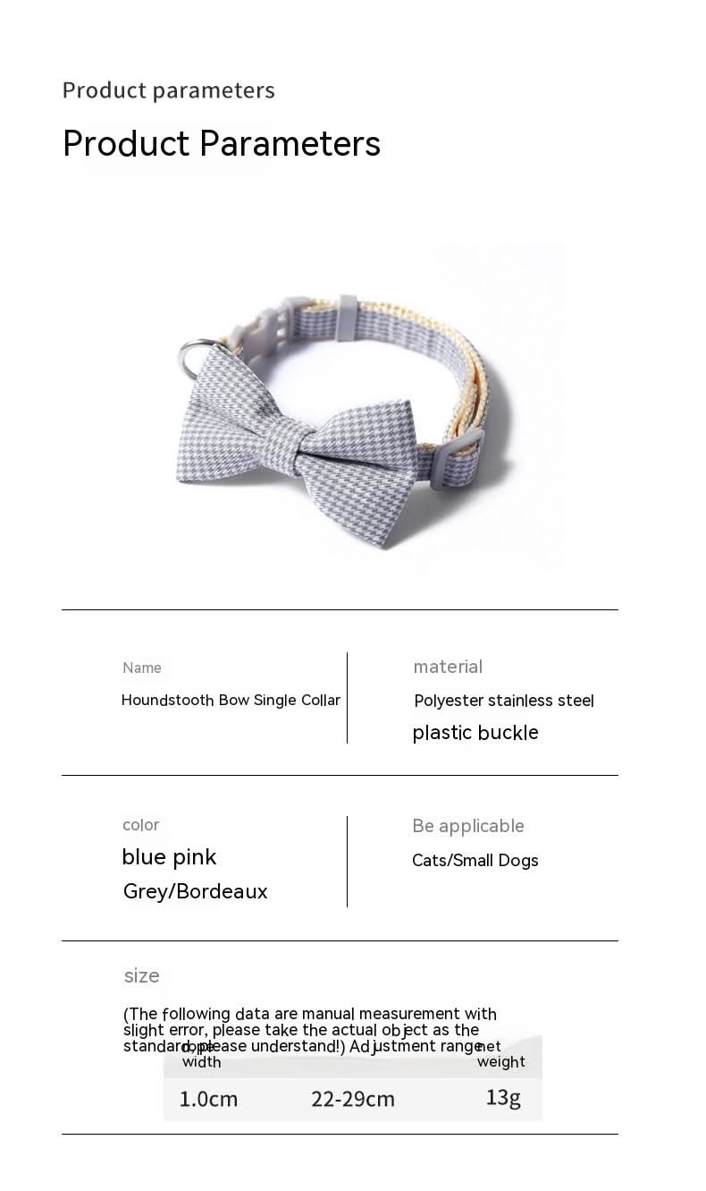 Pet Collar Houndstooth Bow Collar - Pawtastic Pet Supplies