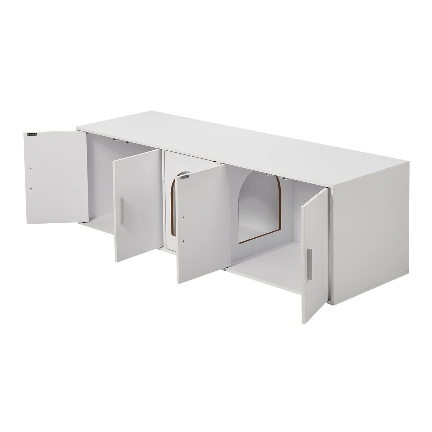 VEVOR Cat Litter Box Enclosure Wooden Litter Box Furniture Hidden White - Pawtastic Pet Supplies