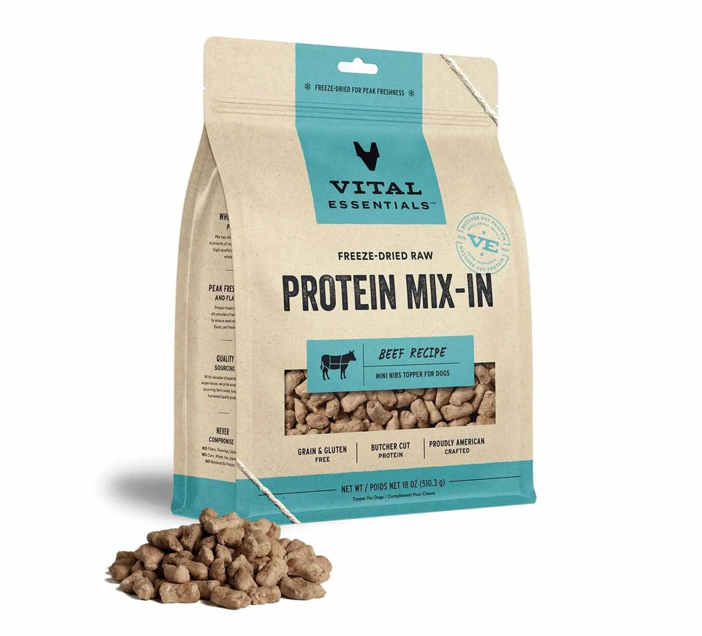 Vital Essentials(R) Freeze - Dried Raw Beef Protein Mix - In Meal Topper for Dogs, - Pawtastic Pet Supplies