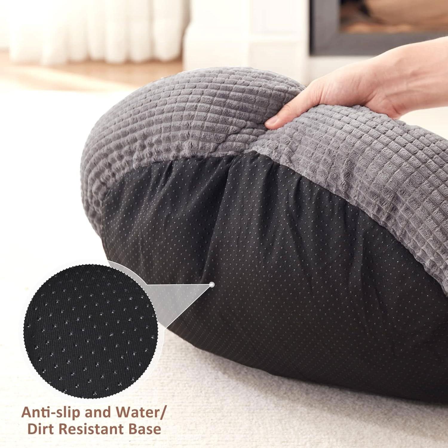 "Cozy Hooded Dog Bed with Attached Blanket, Calming Plush Cave for Small Dogs & Puppies, Anti - Slip Bottom