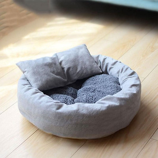 cozy Round Plush Pet Bed for Small Dogs & Cats – Soft Sleeping Nest with Pillow, Pawtastic Pet Supplies
