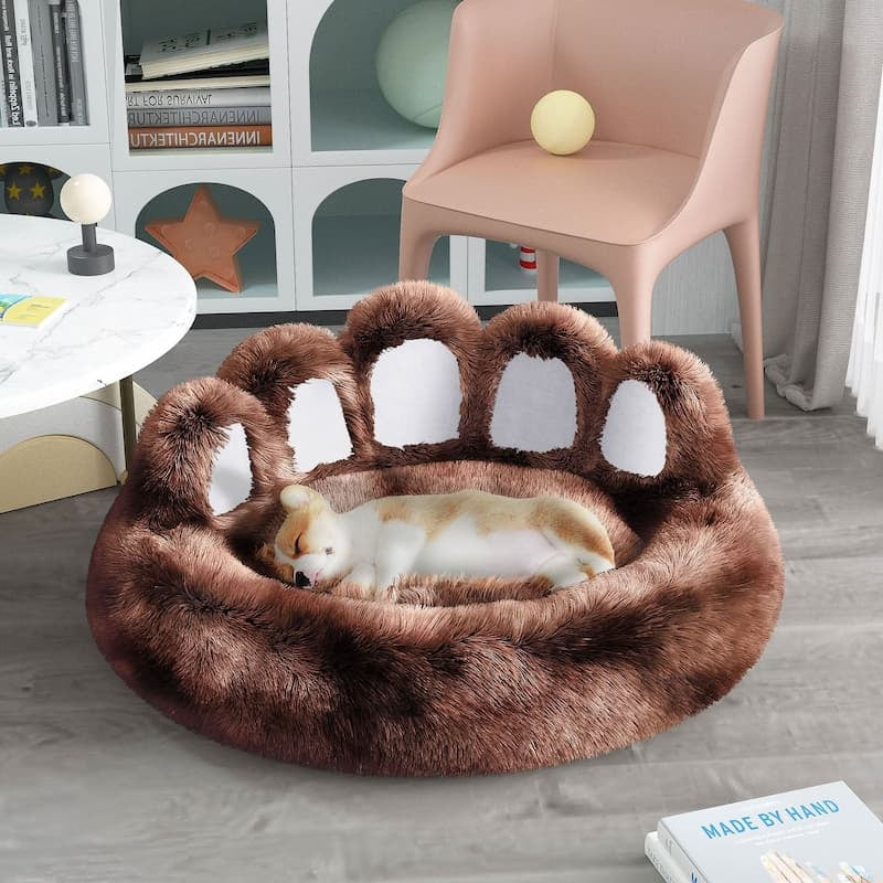 Digger's Accessory Adorable Bear Paw-Shaped Plush Pet Bed, Cozy Sofa for Small & Medium Dogs and Indoor Cats"