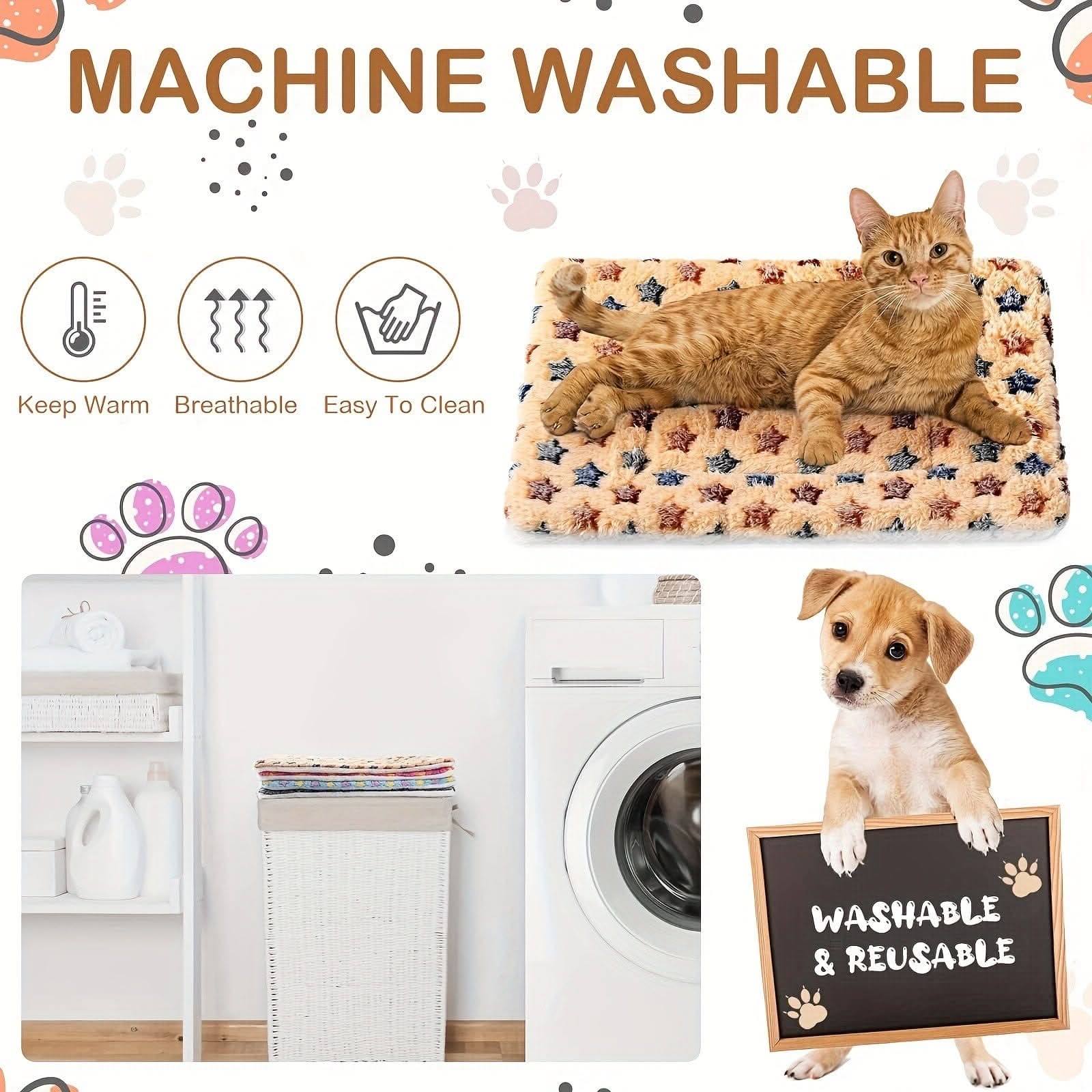 Digger's Accessory Deluxe Washable Plush Pet Bed, Reversible Fleece Crate Mat with Anti-Slip Bottom for Dogs & Cats