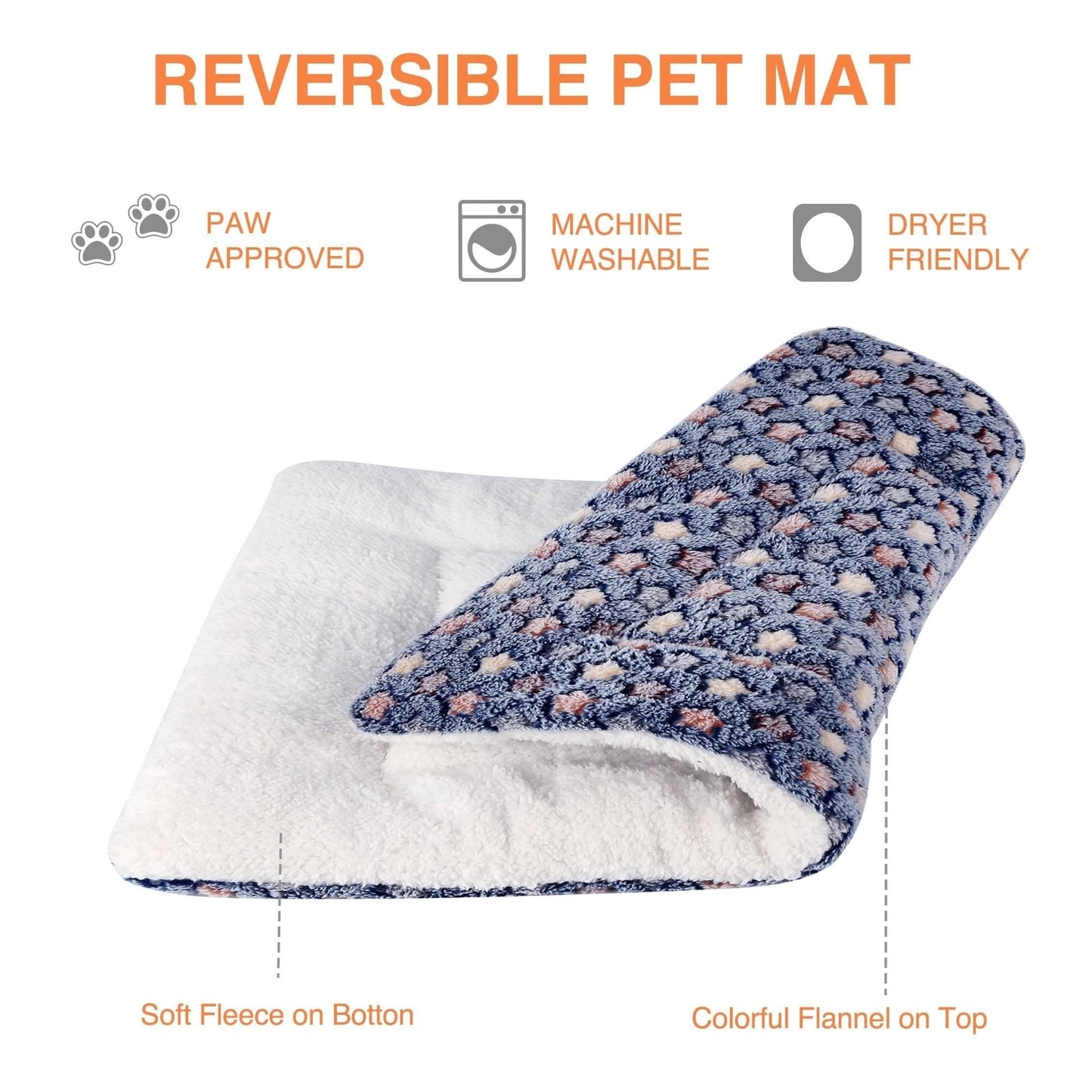Digger's Accessory Deluxe Washable Plush Pet Bed, Reversible Fleece Crate Mat with Anti-Slip Bottom for Dogs & Cats