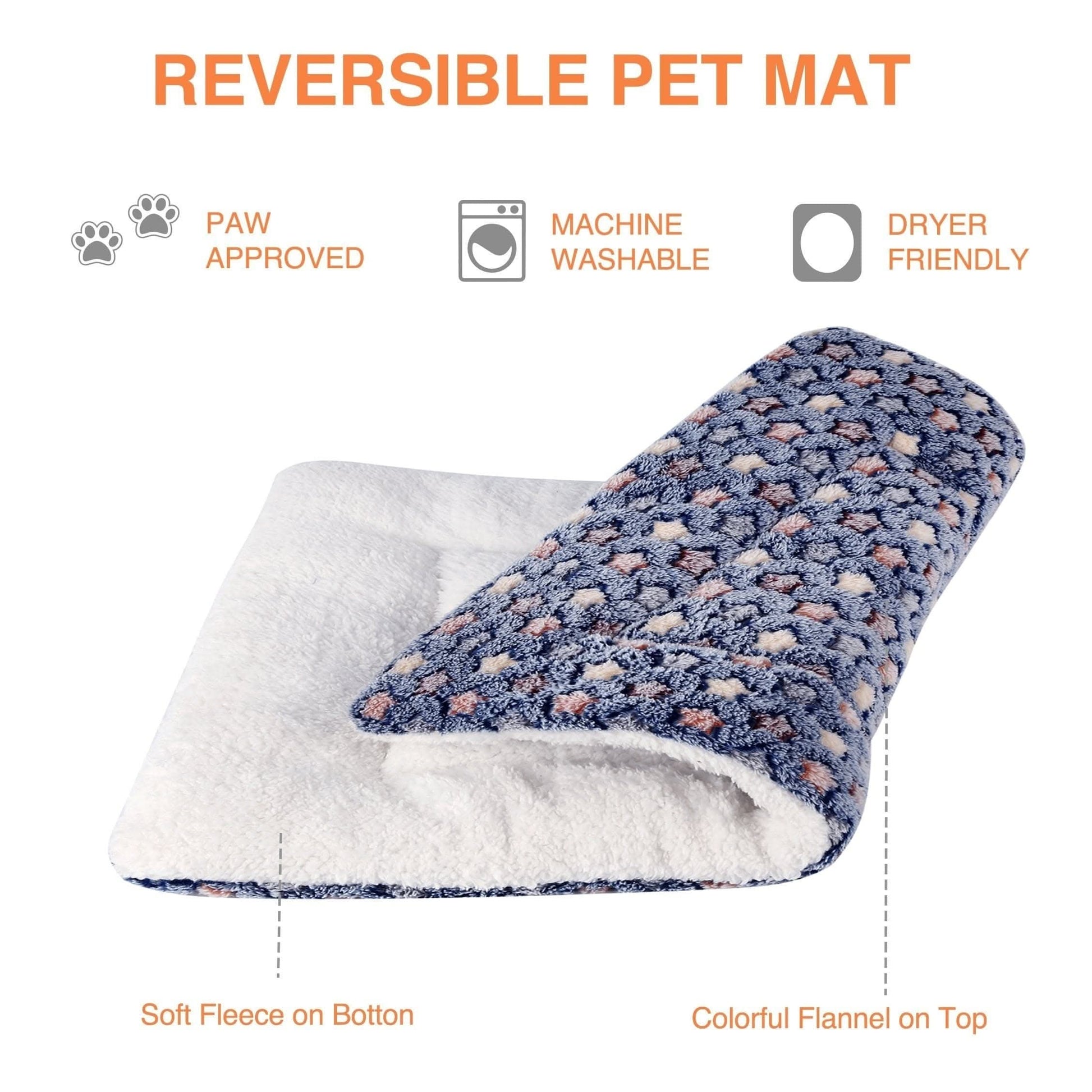 Digger's Accessory Deluxe Washable Plush Pet Bed, Reversible Fleece Crate Mat with Anti-Slip Bottom for Dogs & Cats