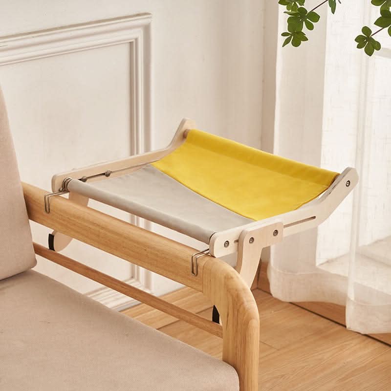 Digger's Accessory Upgrade Bgray yellow Wooden Cat Window Perch, Hanging Balcony Hammock Bed for Indoor Cats with Glass Mounting