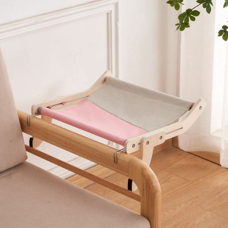 Digger's Accessory Wooden Cat Window Perch, Hanging Balcony Hammock Bed for Indoor Cats with Glass Mounting