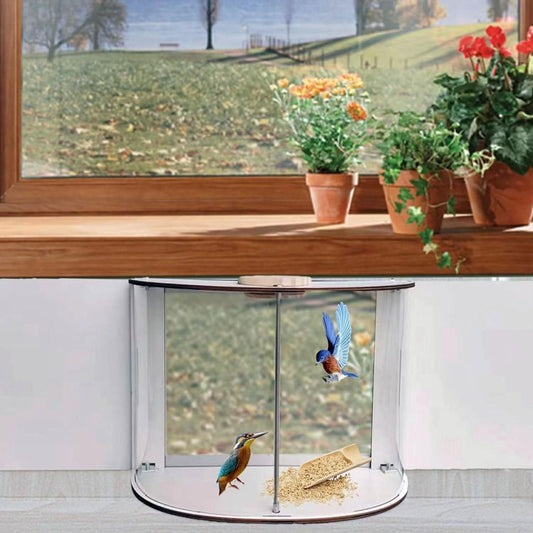 Indoor Window Bird Feeder 180 Degrees Can Watch Wooden Bird Nest - Pawtastic Pet Supplies