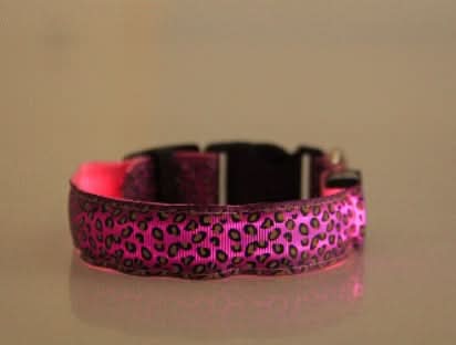 LED Dog Collar Safety Adjustable Nylon Leopard Pet Collar - Pawtastic Pet Supplies