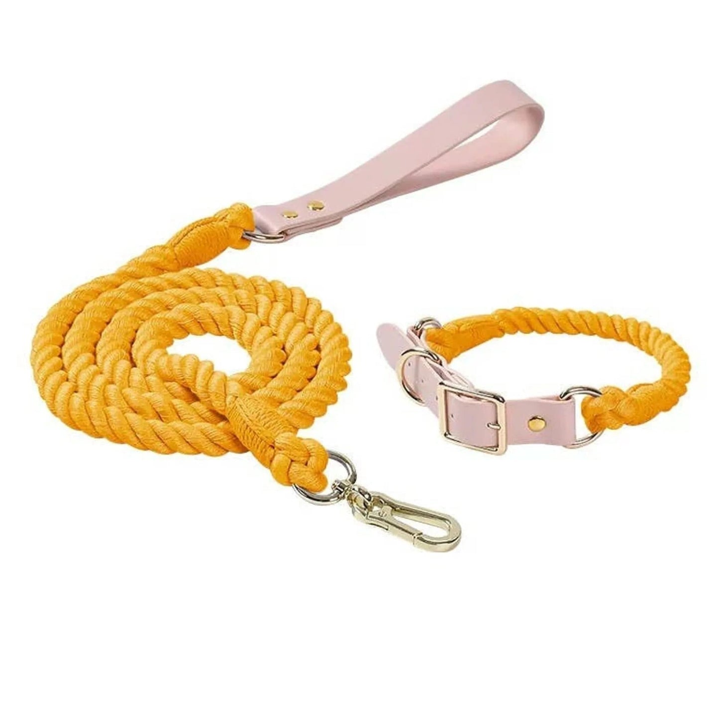 Luxe Royal Leather Rope Leash and Collar Set - Size: | Pack Of: 1 - Pawtastic Pet Supplies