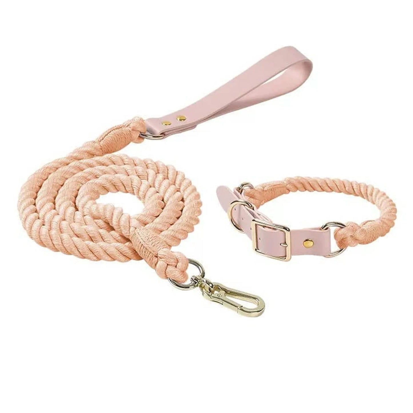 Luxe Royal Leather Rope Leash and Collar Set - Size: | Pack Of: 1 - Pawtastic Pet Supplies