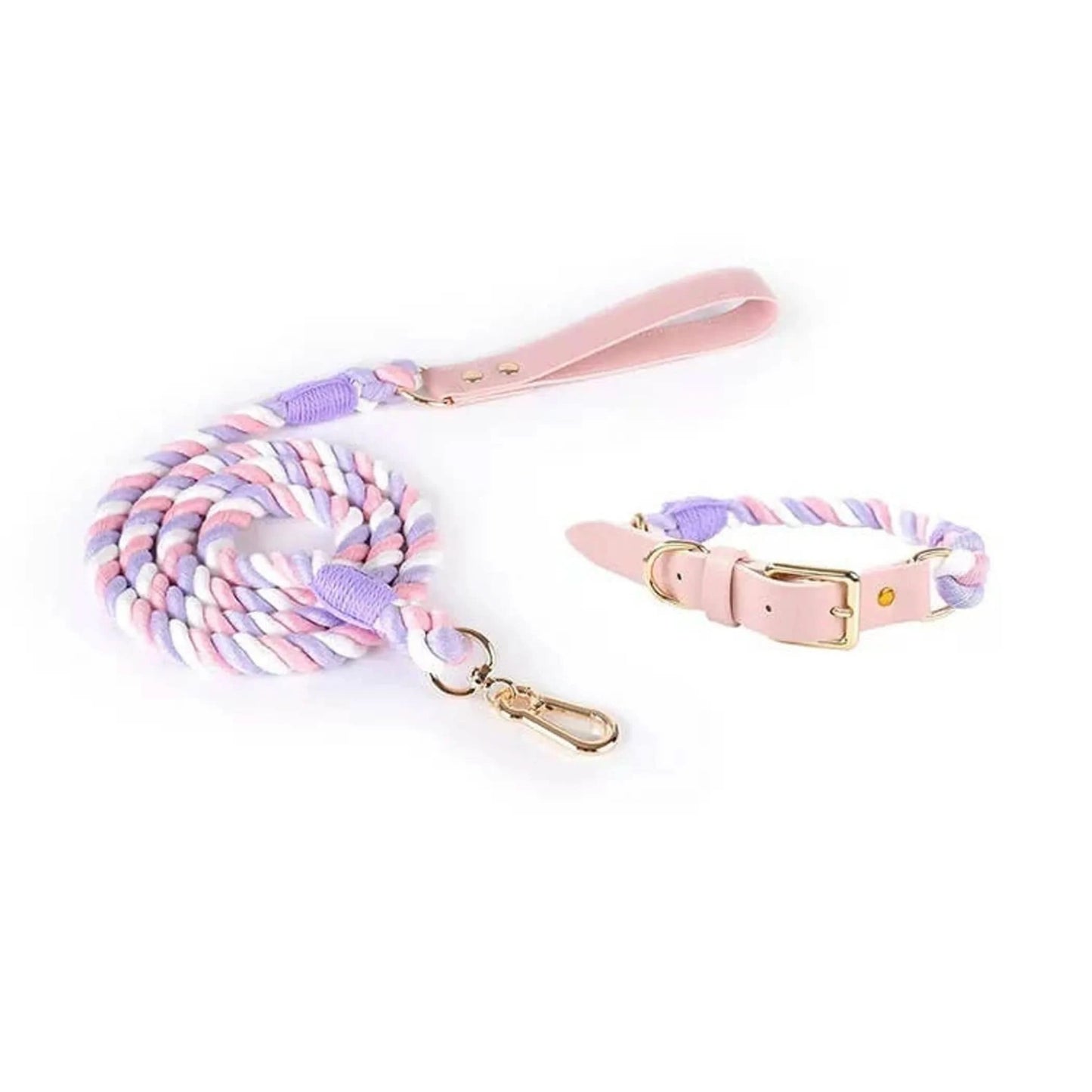 Luxe Royal Leather Rope Leash and Collar Set - Size: | Pack Of: 1 - Pawtastic Pet Supplies