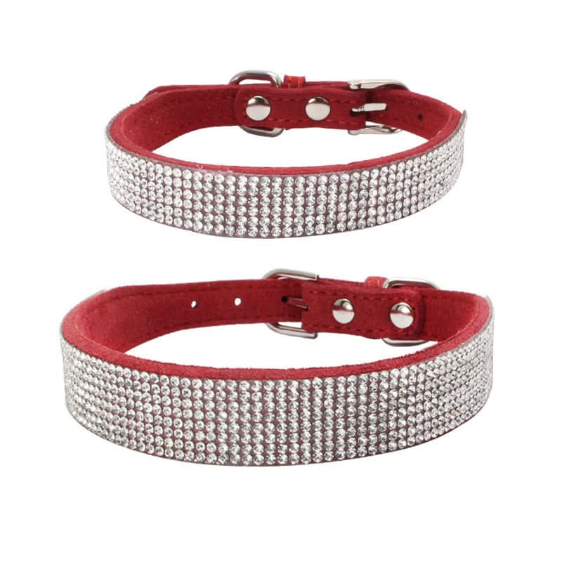 Shiny Rhinestone Hot Rhinestone Pet Collar Microfiber Durable Dog Collar - Pawtastic Pet Supplies