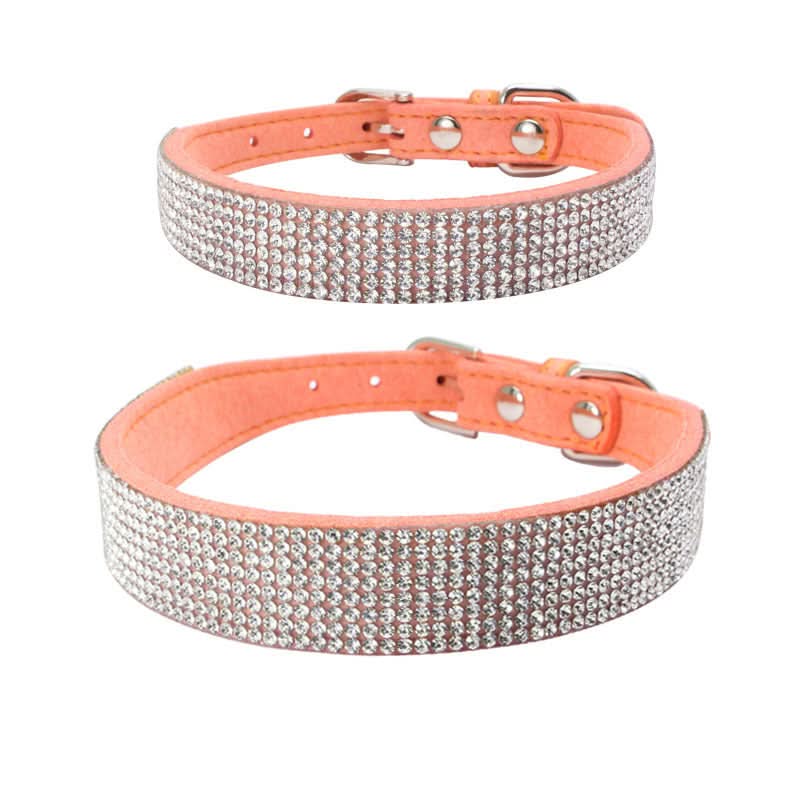 Shiny Rhinestone Hot Rhinestone Pet Collar Microfiber Durable Dog Collar - Pawtastic Pet Supplies