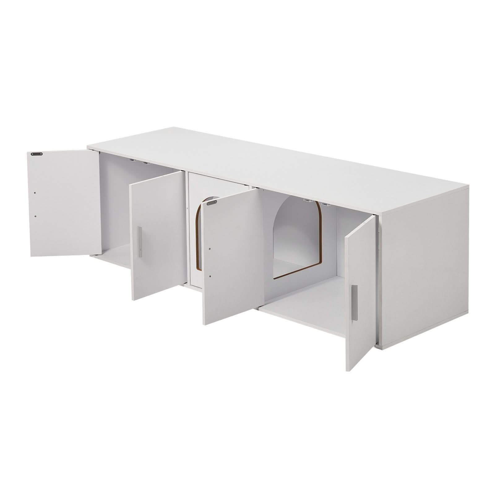 VEVOR Cat Litter Box Enclosure Wooden Litter Box Furniture Hidden White - Pawtastic Pet Supplies