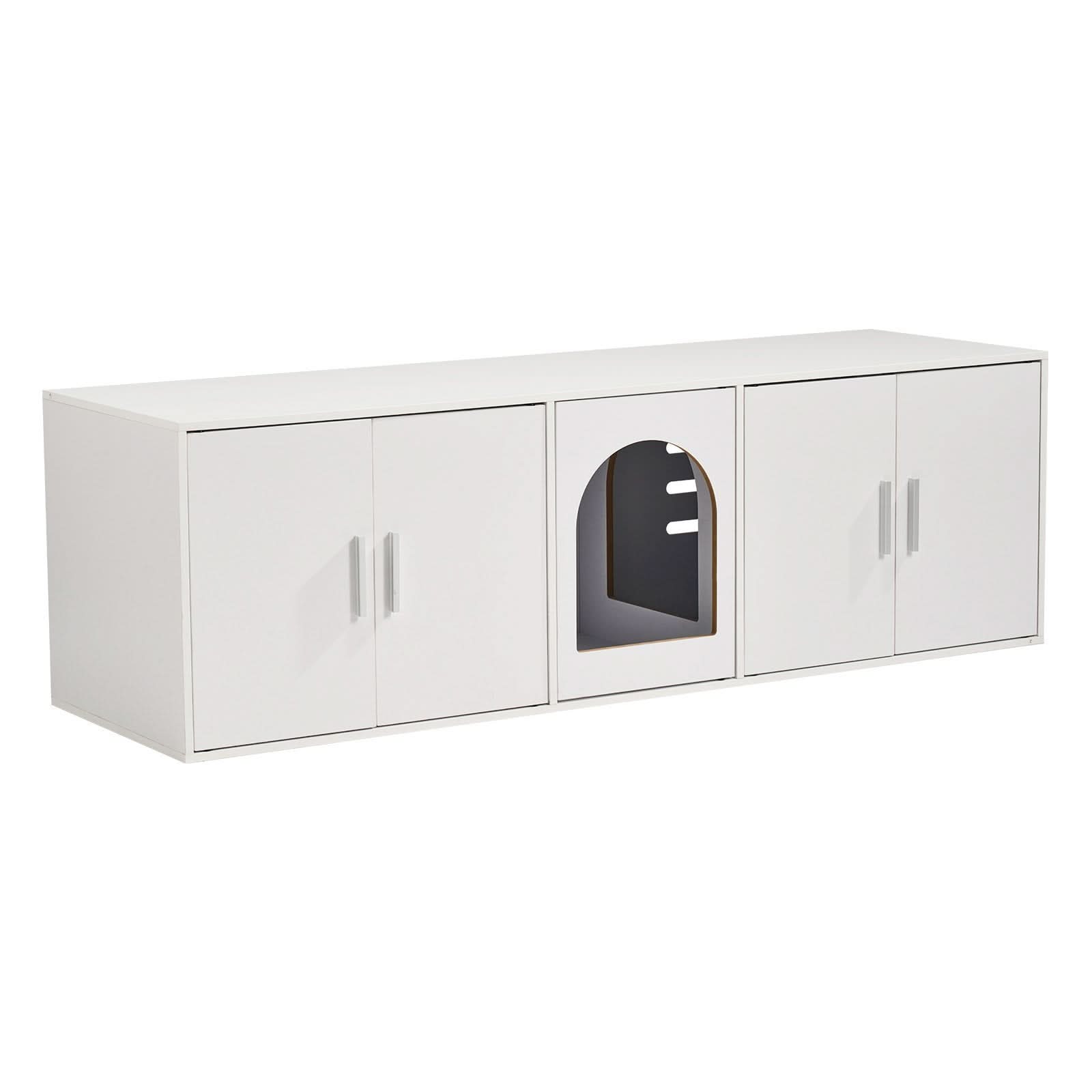 VEVOR Cat Litter Box Enclosure Wooden Litter Box Furniture Hidden White - Pawtastic Pet Supplies