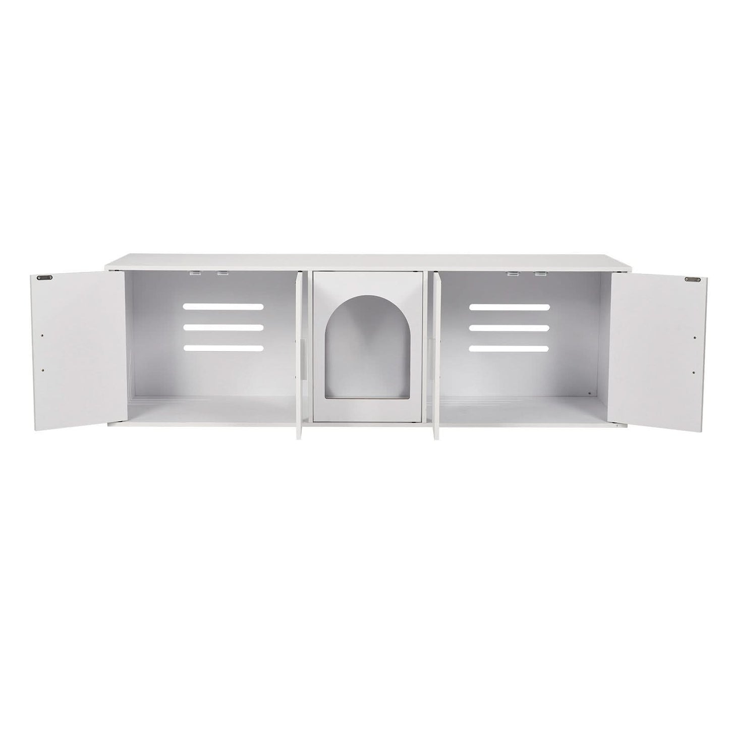 VEVOR Cat Litter Box Enclosure Wooden Litter Box Furniture Hidden White - Pawtastic Pet Supplies