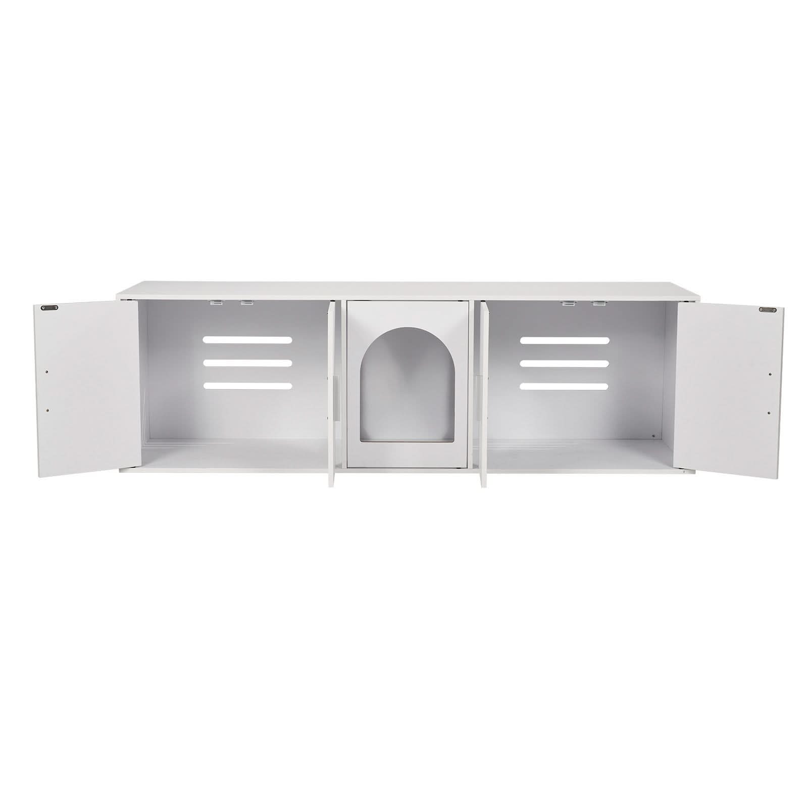 VEVOR Cat Litter Box Enclosure Wooden Litter Box Furniture Hidden White - Pawtastic Pet Supplies