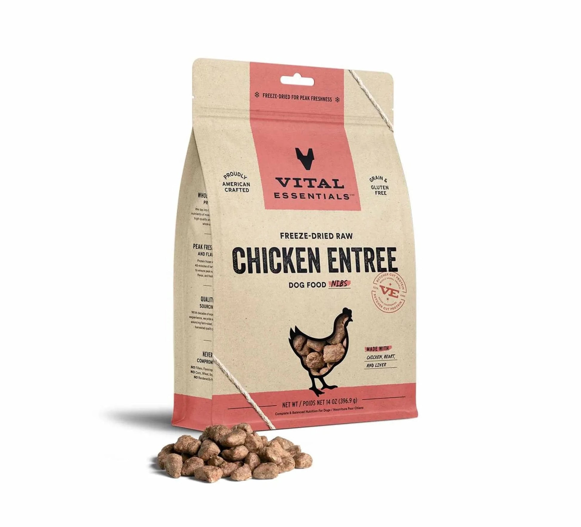 Vital Essentials(R) Freeze - Dried Raw Chicken Entree Dog Food Nibs, 14 oz - Pawtastic Pet Supplies